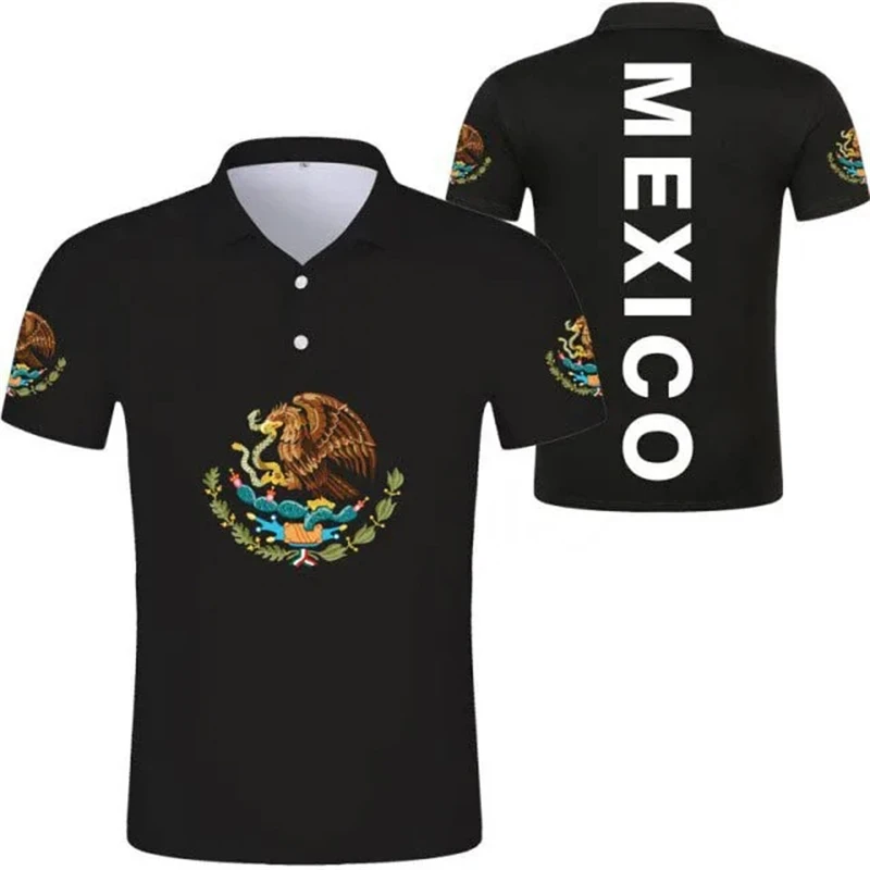 Mexico Flag 3D Print Polo Shirt For Men Women Tops Fashion Short Sleeve Button Lapel Polo T-shirts High Quality Polo Shirts