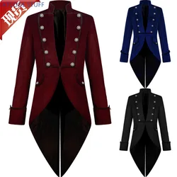 2021 New Velet giacca medievale manica lunga Steampunk Costume vittoriano per uomo cappotto Vintage abito da sposa Nobel Cosplay