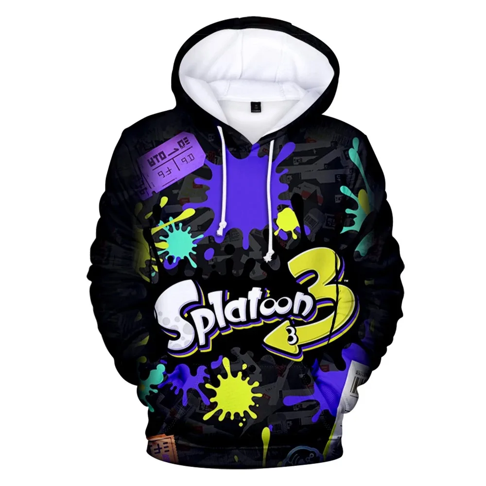 Capuz para meninos e meninas Game Splatoon 3, terno casual, moletom, pulôver, streetwear, tops de manga comprida, roupas 2024
