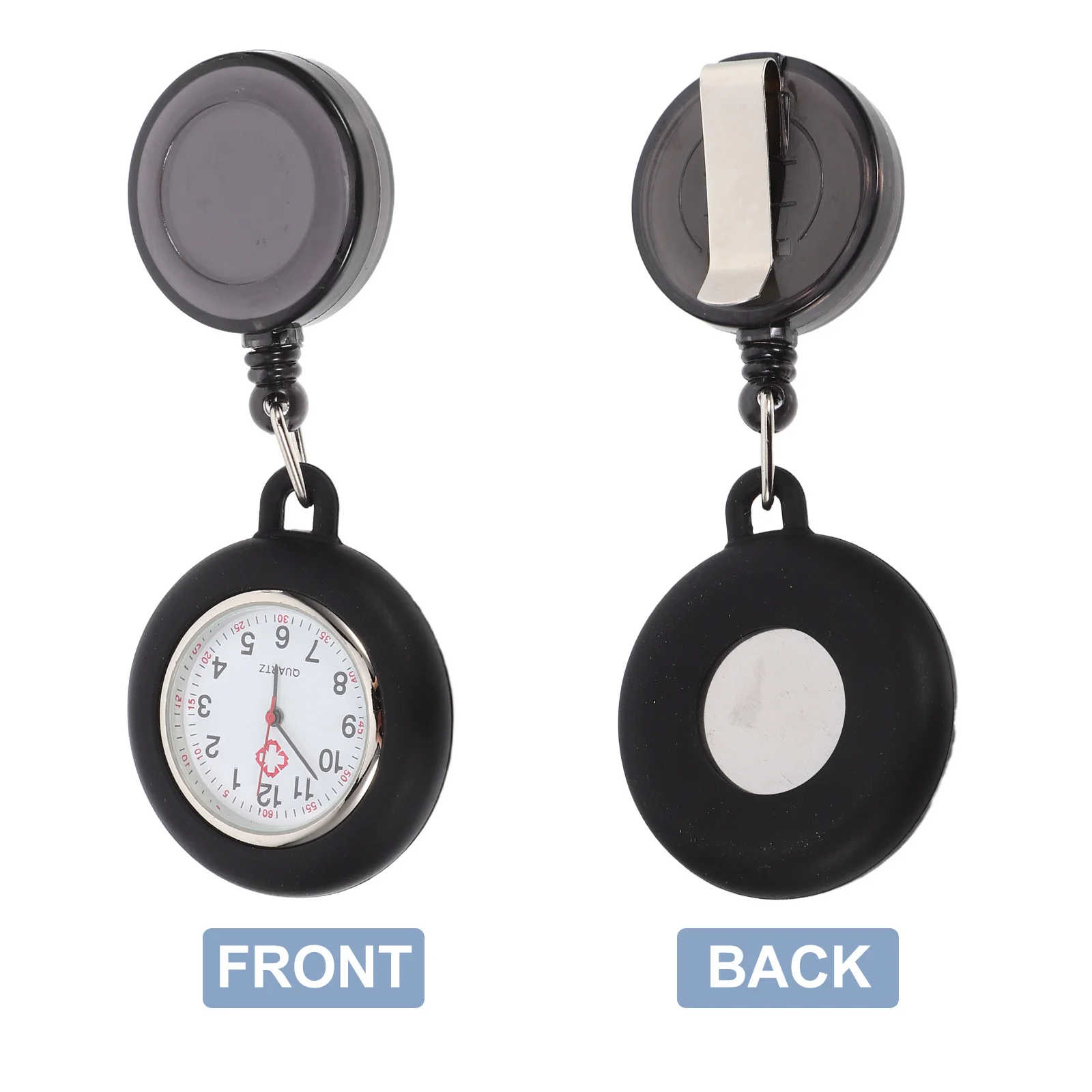 여성용 간호사 시계 웃는 얼굴 클립 온 포켓 시계 의사 학생 간호사 직원을 위한 경량 의료 배지 릴