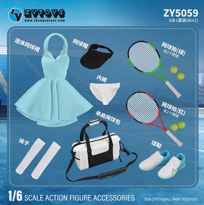 ZY5059 1/6 Female Soldier Tennis Sports Clothes+Accessories Model for 12''PH S16