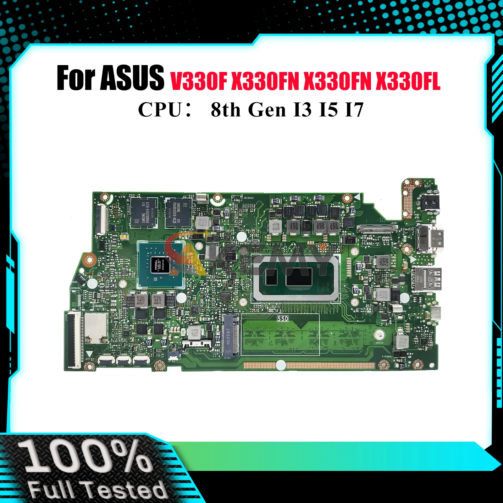 

X330FN Laptop Motherboard For ASUS VivoBook I330FA V330F X330FN X330F S330F R330F X330FL K330F Mainboard I3 I5 I7 CPU tests OK