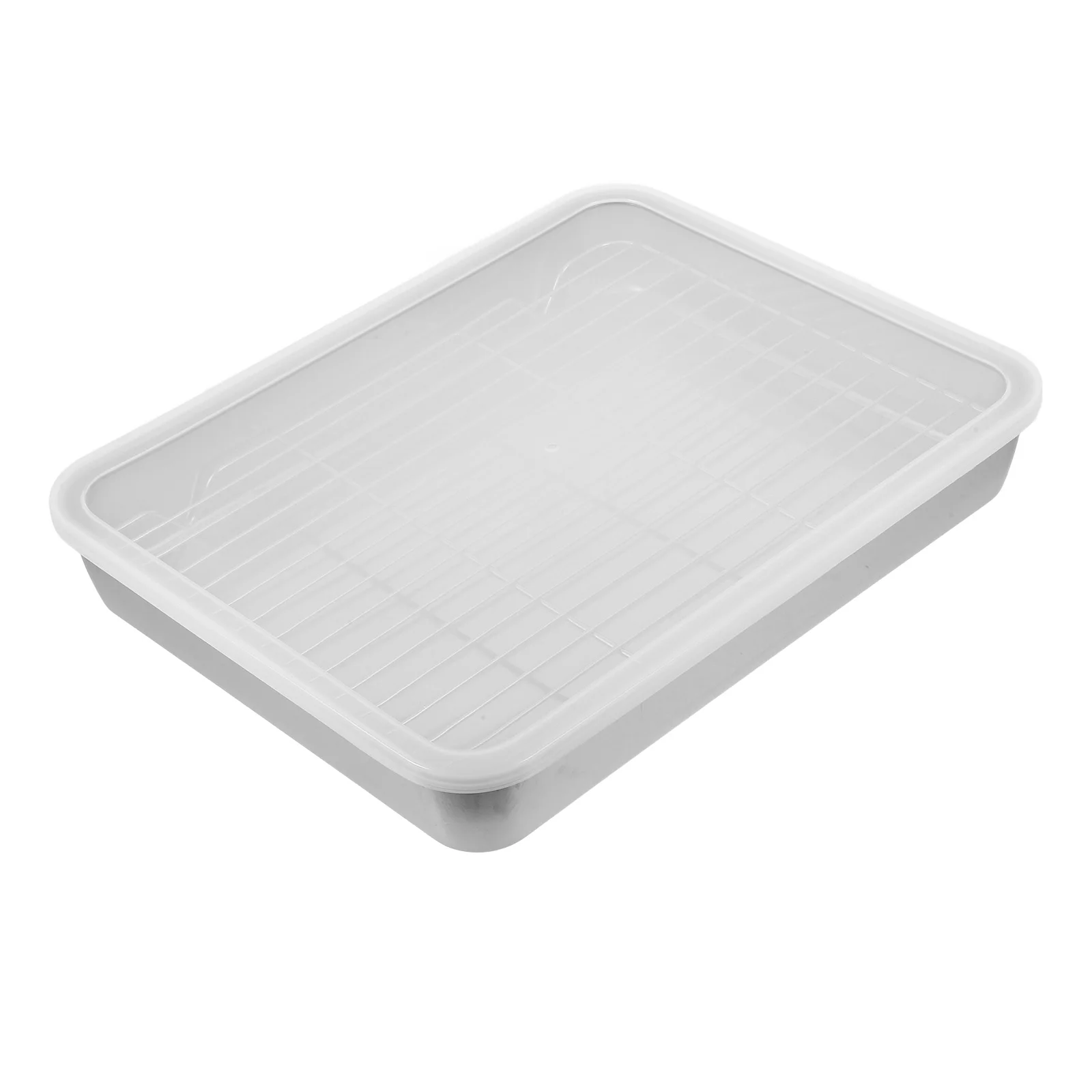 

Stainless Steel Rectangular Cooking Pan Set Rack Tray for Oven BBQ Camping Baking Meat Vegetable Bread Lasagna Roasting Storage