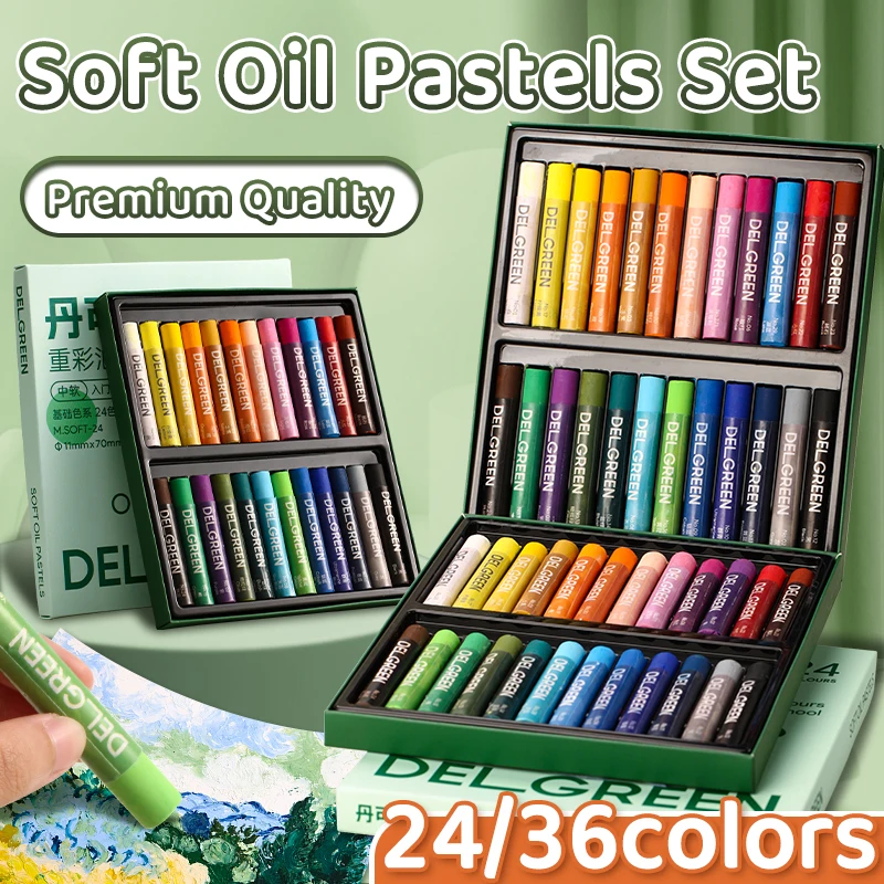 Oil Pastels Classroom Set of 36/24 Colors,Soft Oil Pastels Travel Kit for Painting,Blending,Beginners,Artists,Students,Teachers