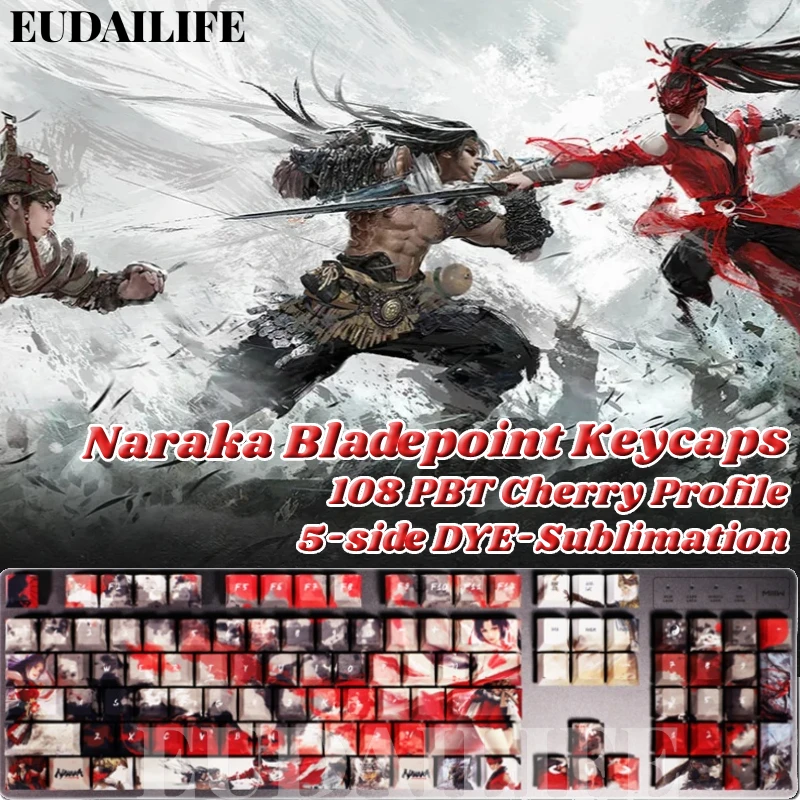 

Игра Naraka Bladepoint 108 клавиш колпачок для клавиатуры PBT краситель сублимационный Вишневый профиль MX Переключатель поперечной оси для механической клавиатуры подарок