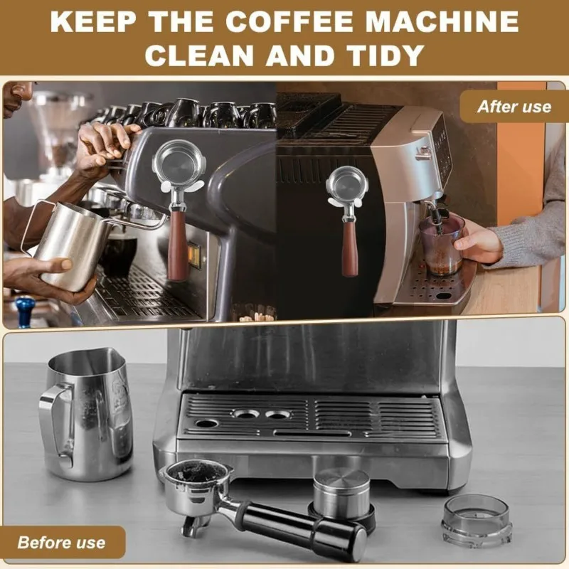 Y42A-Coffee Handle Storage Rack In Stainless Steel Featuring Magnetic Hooks Designed For Ninja& For Breville Machines