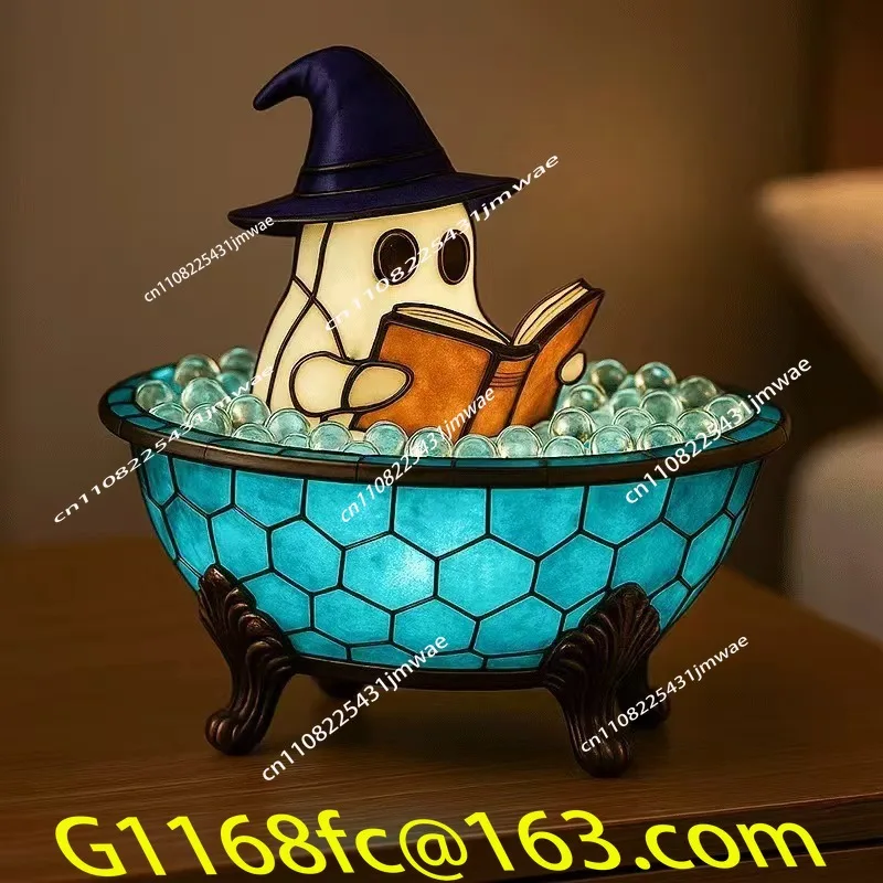 Cute Ghost Reading Halloween Ghost Night Light Ornament