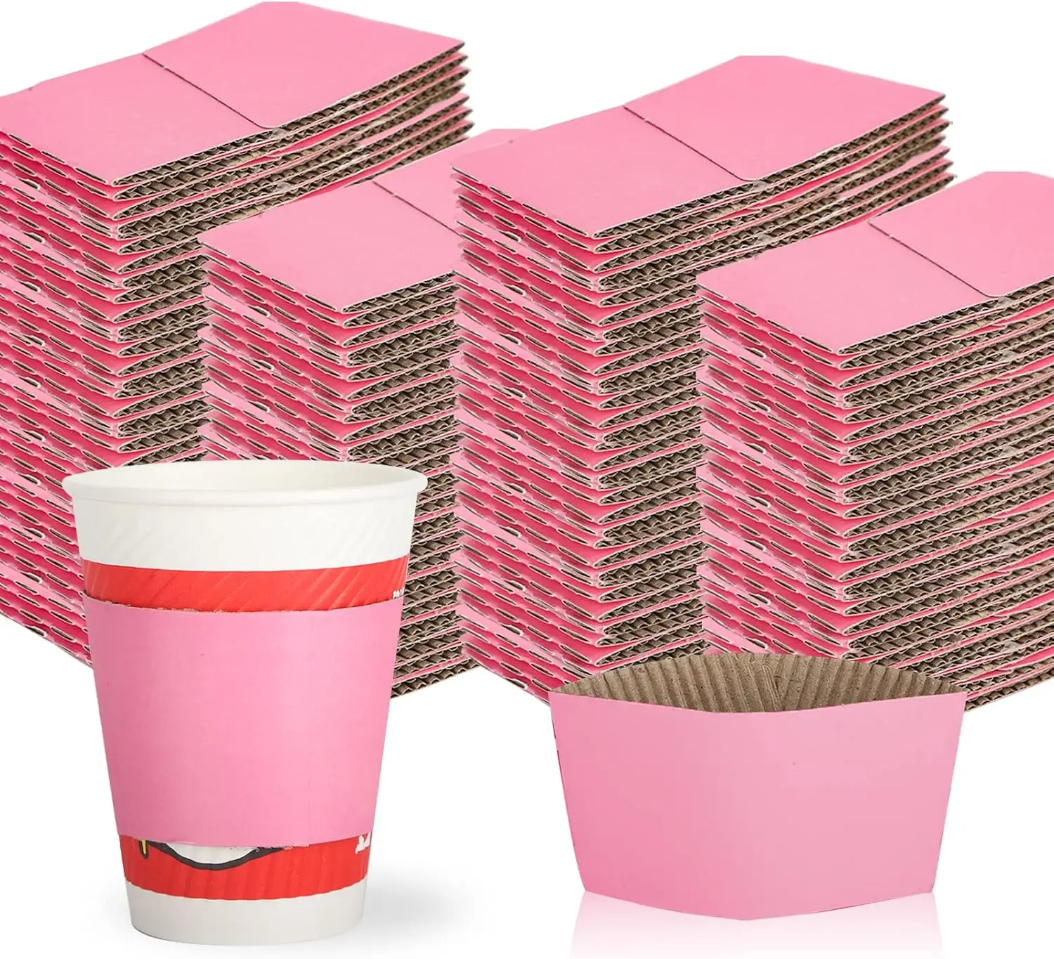 

Disposable Coffee Cup Sleeves Corrugated Kraft Paper Coffee Cup Sleeves Holder Protective Insulated Heat Espresso ForHot