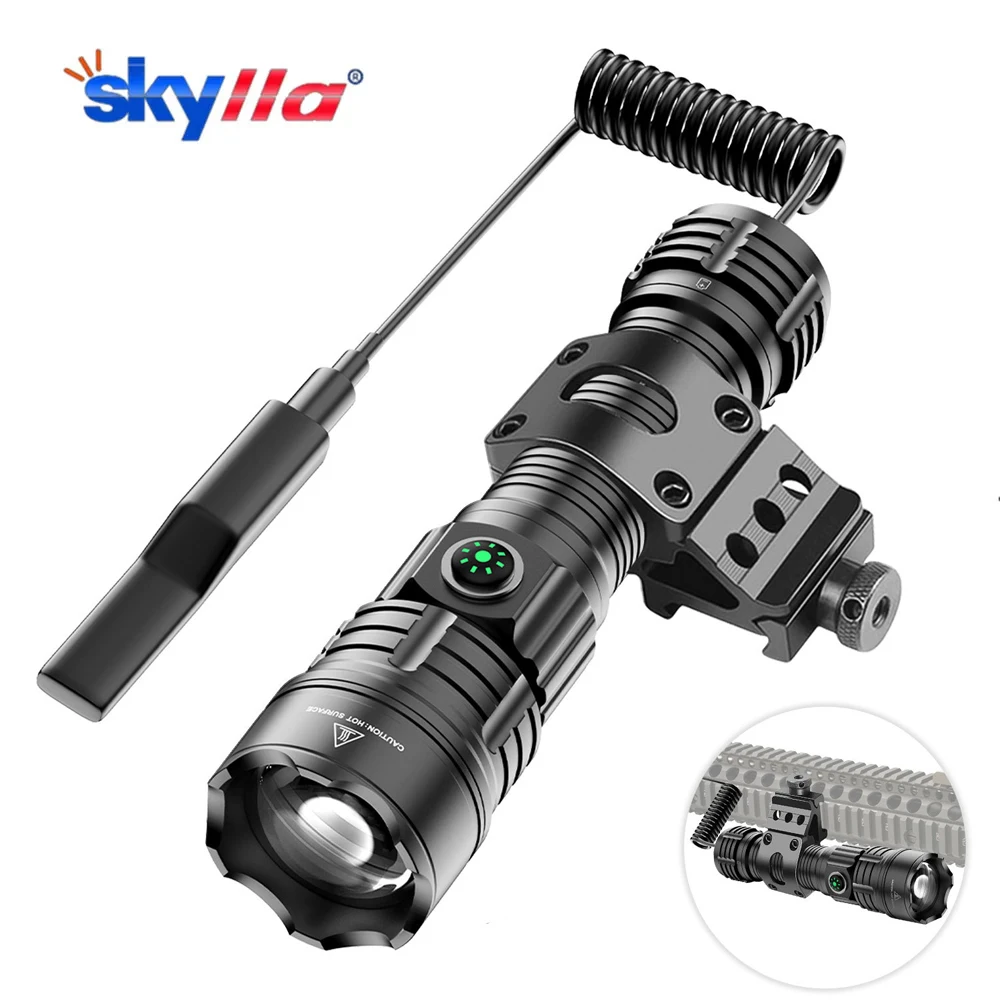 

High Power LED Flashlight Outdoor Hunting Tactical Torch USB Rechargeable Zoom Strong Light Lantern Long Range Powerful Lamp