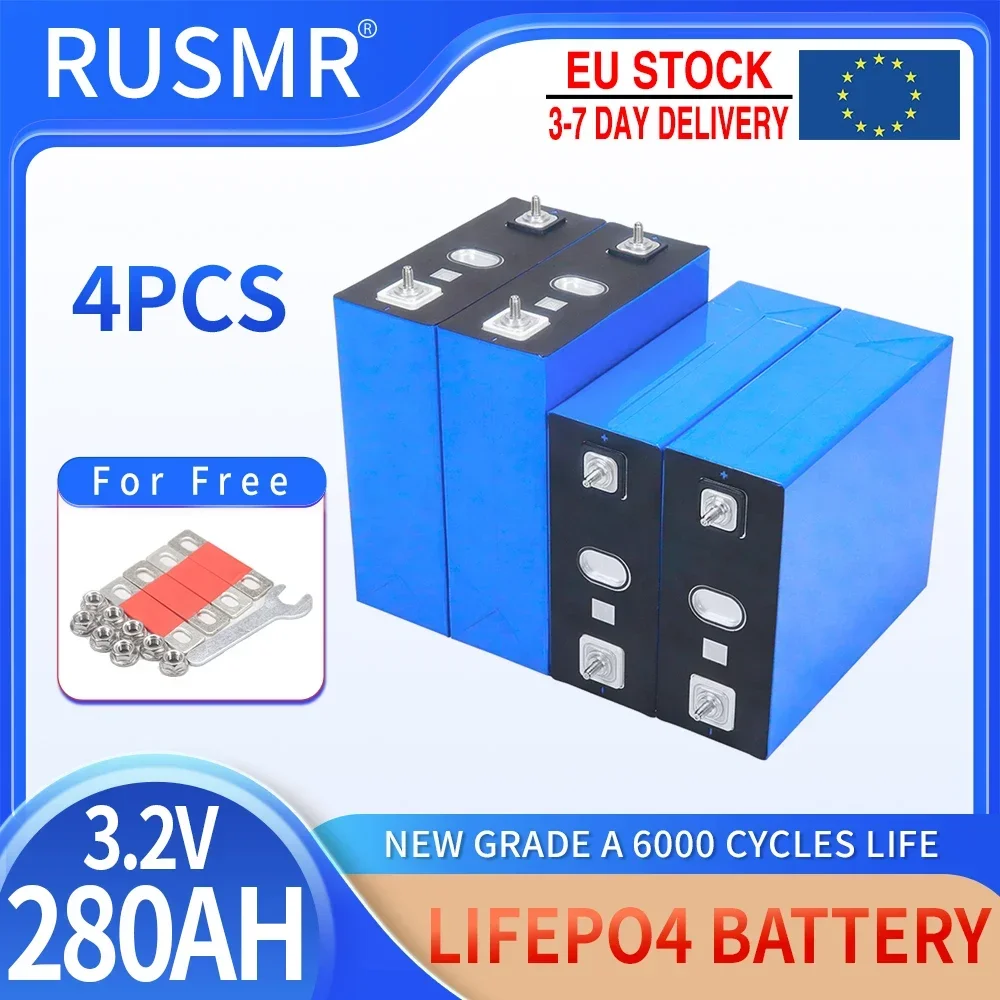 

Fast Delivery 4PCS 3.2V 280Ah Lifepo4 Lithium Iron Phosphate Battery Pack DIY 12V 24V 36V 48V Grade A Solar Rechargeable Cells