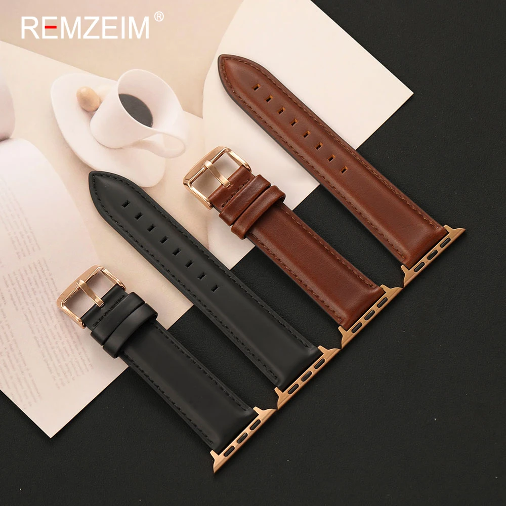 Business-Uhrenarmband aus Kalbsleder für Damen und Herren, für Apple Watch 1-11 Ultra SE, für iwatch 38 mm-49 mm, modisches schwarzbraunes Armband