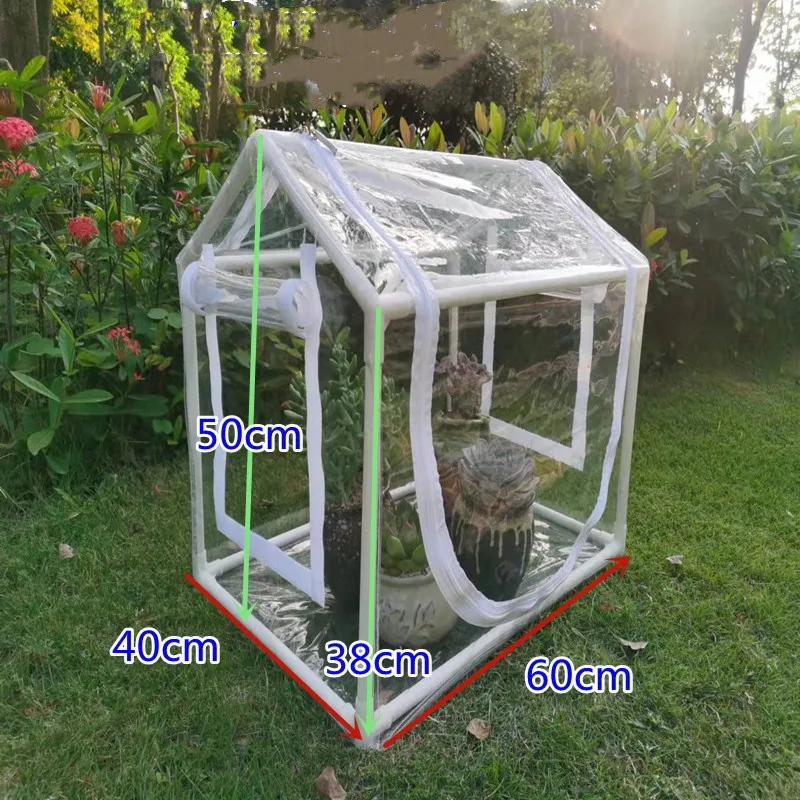 Garden DIY Plant Grow Tent Indoor Outdoor Succulent Greenhouse Flower Stand PVC Transparent Cover Film Detachable Frame