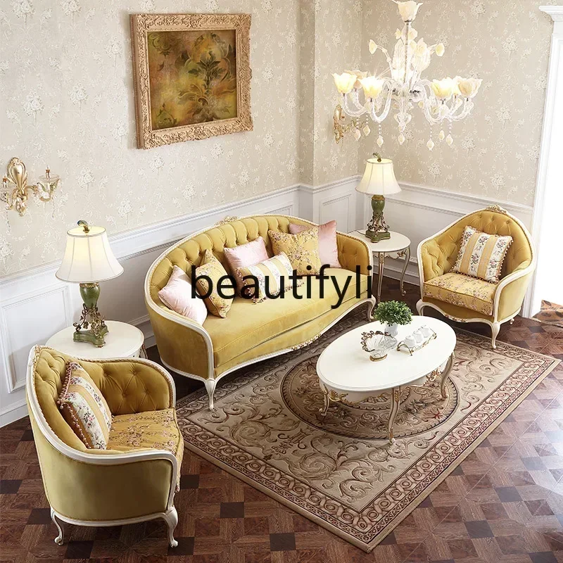 

LJYFrench furniture European fabric sofa luxury large sofa complete