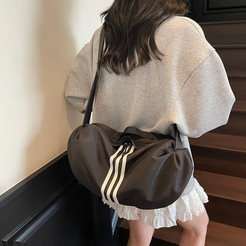 

​ ​ Полосатая сумка-тоут для пельменей Оксфорд, просторная трансформируемая сумка на плечо, тяжелая парусиновая сумка для выходных в офис, переходная система ​ ​