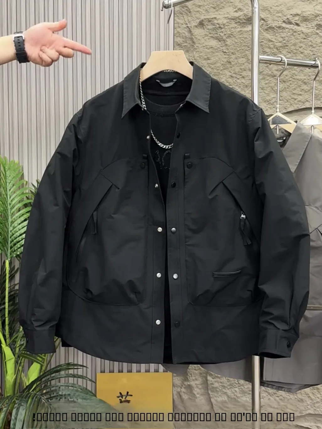 Trendy Men's Loose Fit Workwear Jacket with Big Pockets Windproof Fashionable Outerwear for Spring And Autumn