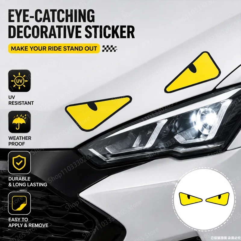 Angry Devil Eye Auto Vinyl Decal, Waterproof Durable Cartoon Eye Sticker DIY Modification Accessory for Car Truck Motorcycle