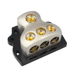 Power Distribution Block 1x 0 Gauge in 3x 4 Gauge Out Fit for Car Audio Splitter Replace