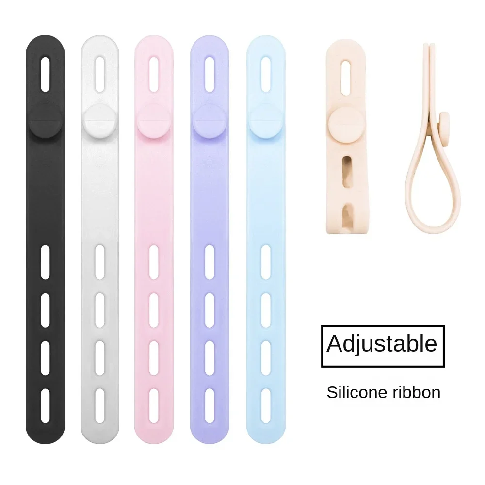 10Pcs Adjustable Silicone Cable Organizer Datacable Storage Tie Headphone Cable WinderAnti Loss Soft Rubber Tape Cable Holder