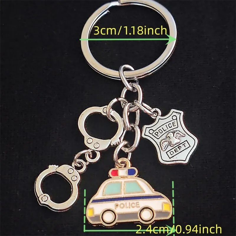 Unique Keychain Police Car Keyring Handcuffs Police Dept Women Man Jewelry Accessories Pendant Gift