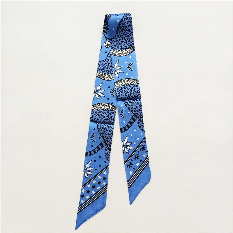 2024 New Design Leopard Brand Silk Scarf Women Hair Scarf Fashion Neckerchief Skinny Scarves For Ladies Bag Ribbons Womens Tie