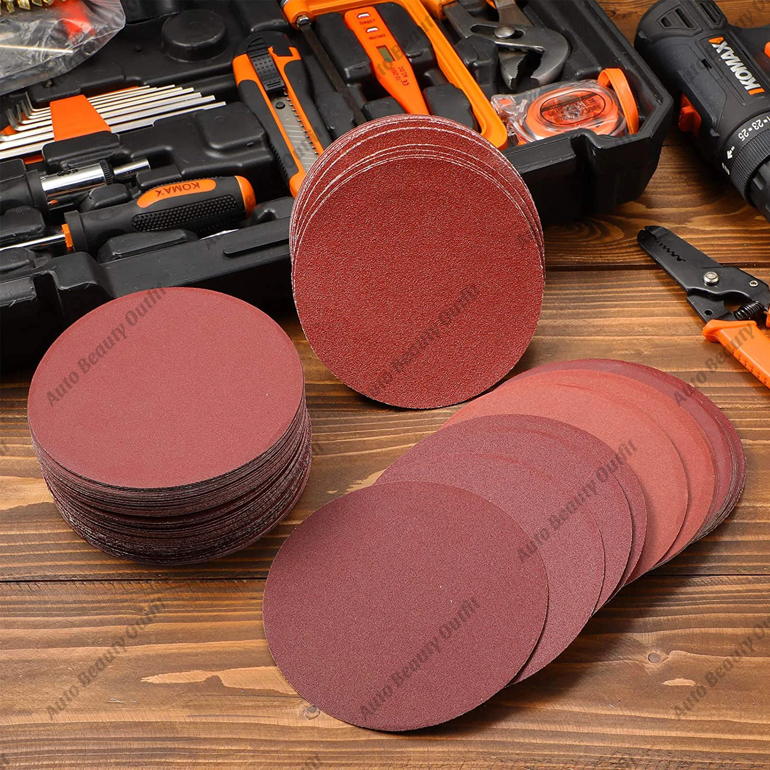 3/4/5 inch Sandpaper Disc With M10 Drill Adapter for Metal Auto Wood Car Headlight Wheel Restoration Dry Sanding Polishing