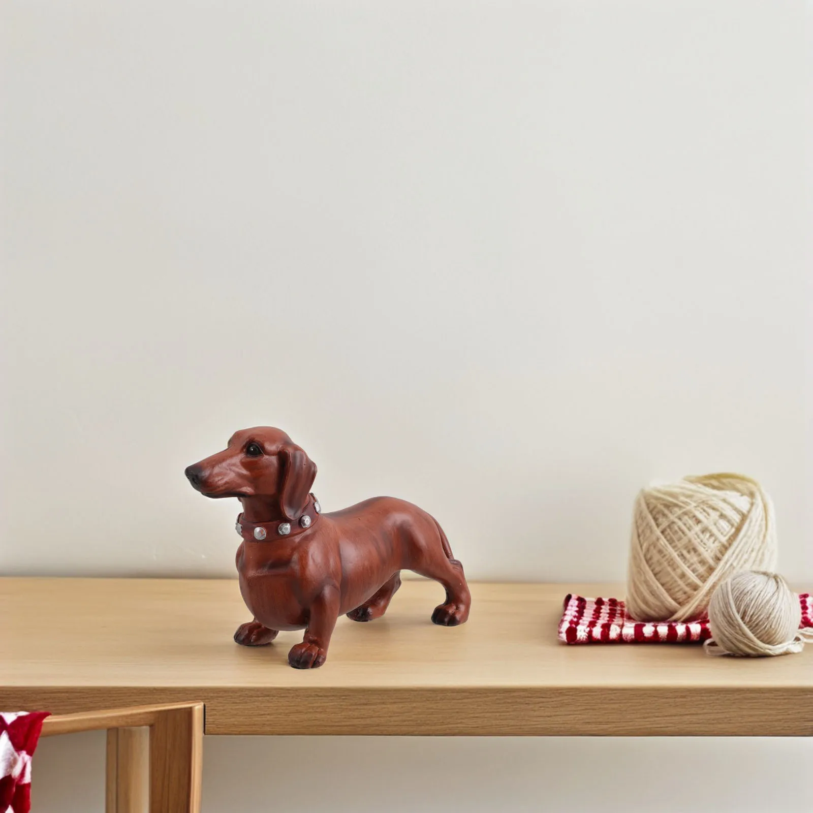 

Sausage Dog Modern Minimalist Wood Grain Small Resin Dog Statue For Desk Shelf Home Decor Animal Ornaments Puppy Sculpture