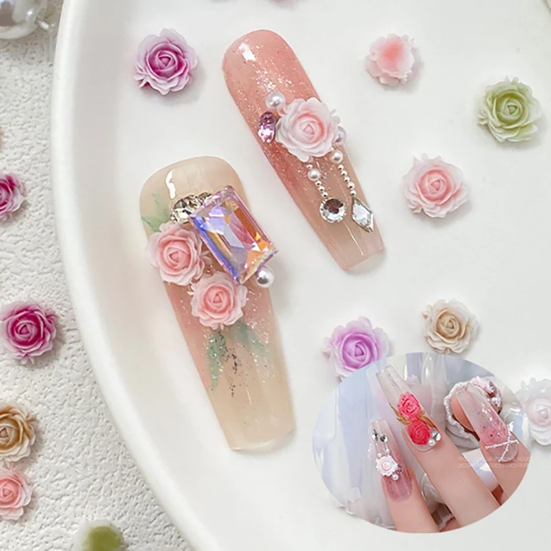 50 قطعة مسمار الفن زهرة صغيرة الراتنج جوهرة الأحجار DIY بها بنفسك مسمار الحرف ملصقات ثلاثية الأبعاد ل هلام البولندية مسمار اكسسوارات متعدد الألوان ارتفع #2