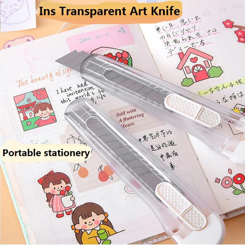 Tragbare Box Cutter Kunst handwerk Klinge für Präzisions schneiden, 3 Arten von Snap-Off Utility Messer, in transparenten hübschen Briefpapier