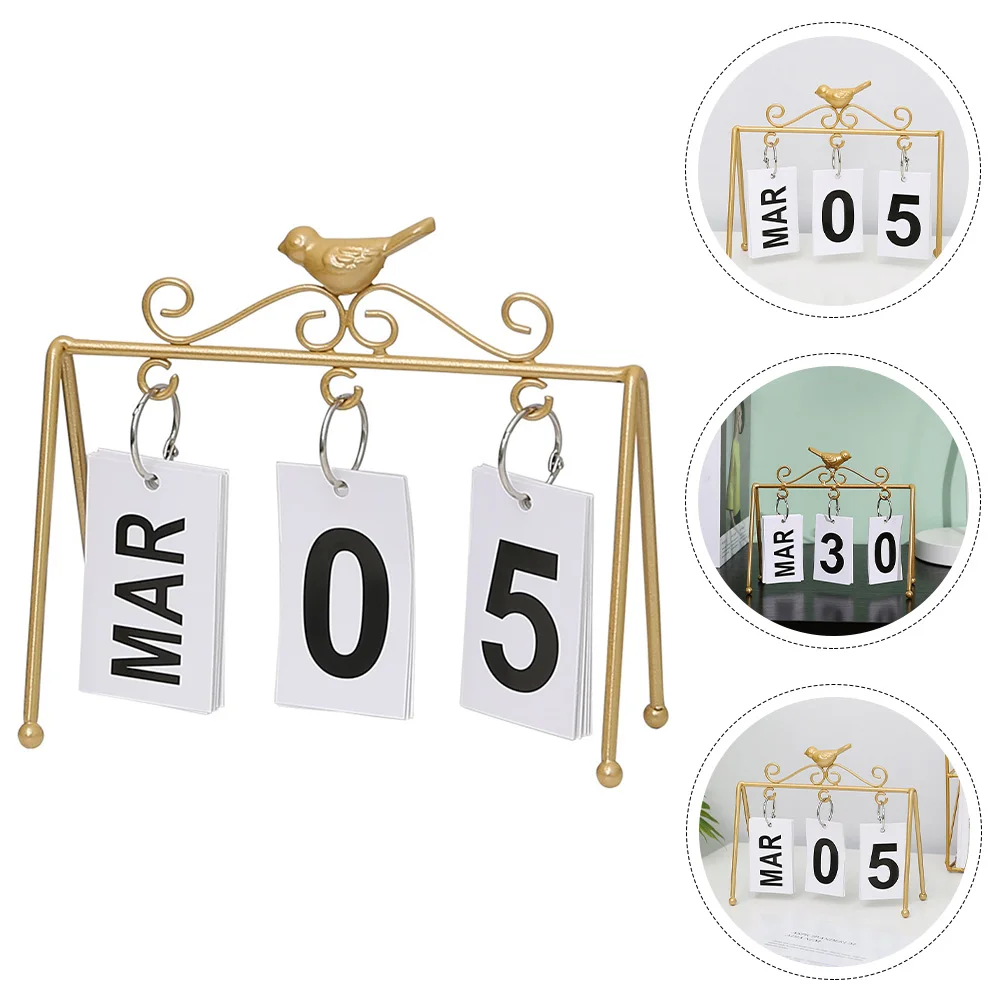 

Creative Iron Frame Desktop Ornament Office Home Decor Perpetual Flip Vintage Style Metal Calendar Frame Tabletop Calendar For