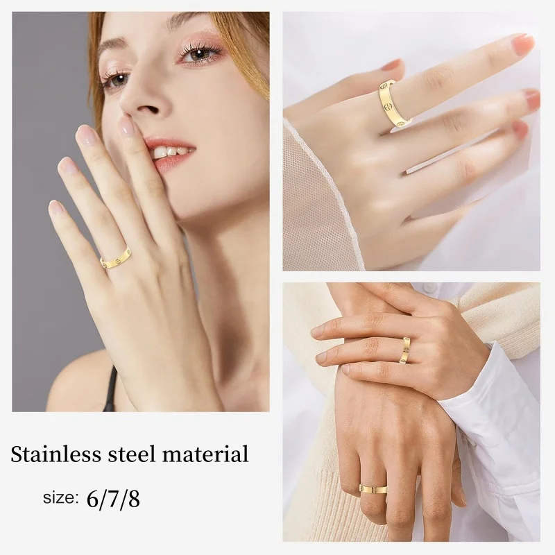 1 pc Love Friendship Ring Stainless Steel Plated Cubic Zirconia Promise Ring Wedding Jewelry Valentine's Day Birthday Gift 6-8 image 3