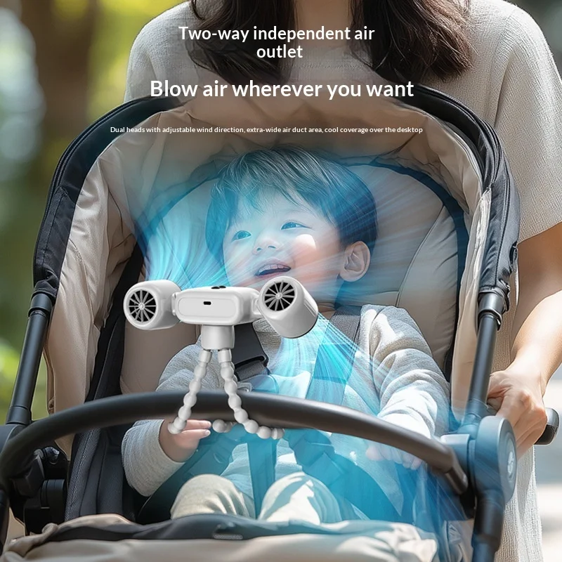 

아기차 선풍기 휴대용 선풍기 저소음 클립 부드러운 바람 아기 안전 Shaking Head Baby Stroller Octopus Clip Fan Portable Mini Rechargeable Anti Pinch Hand