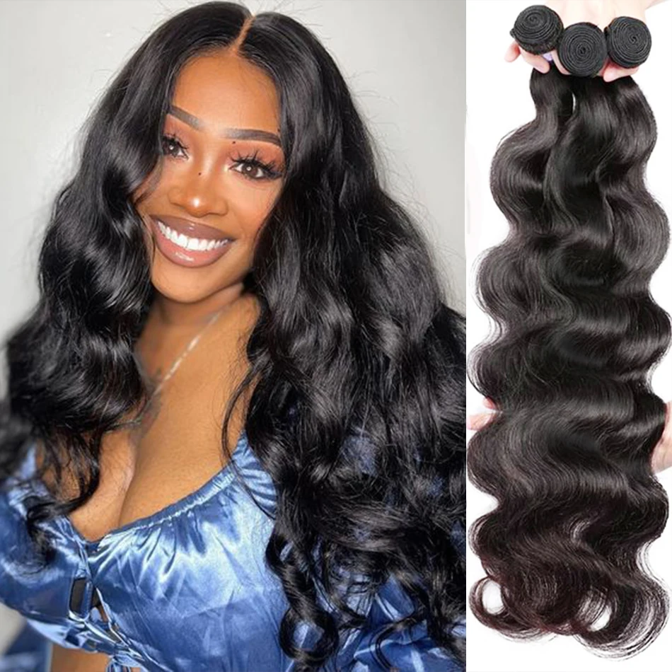 

Human Hair Bundles Weave Brazilian Hair Bundles Loose Body Wave 3 4 Bundles Virgin Raw Remy Hair Extensions For women 28 30 Inch