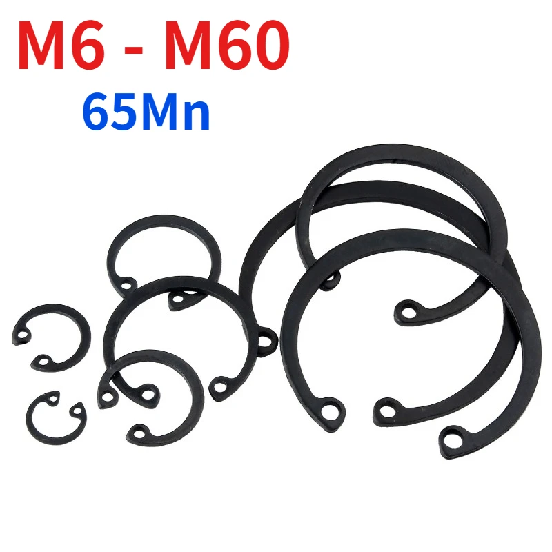 DIN472 65Mn Spring Steel Black Internal Circlip, Bore Retaining Ring C-type Internal Snap Ring for Hole Bearing M6-M60