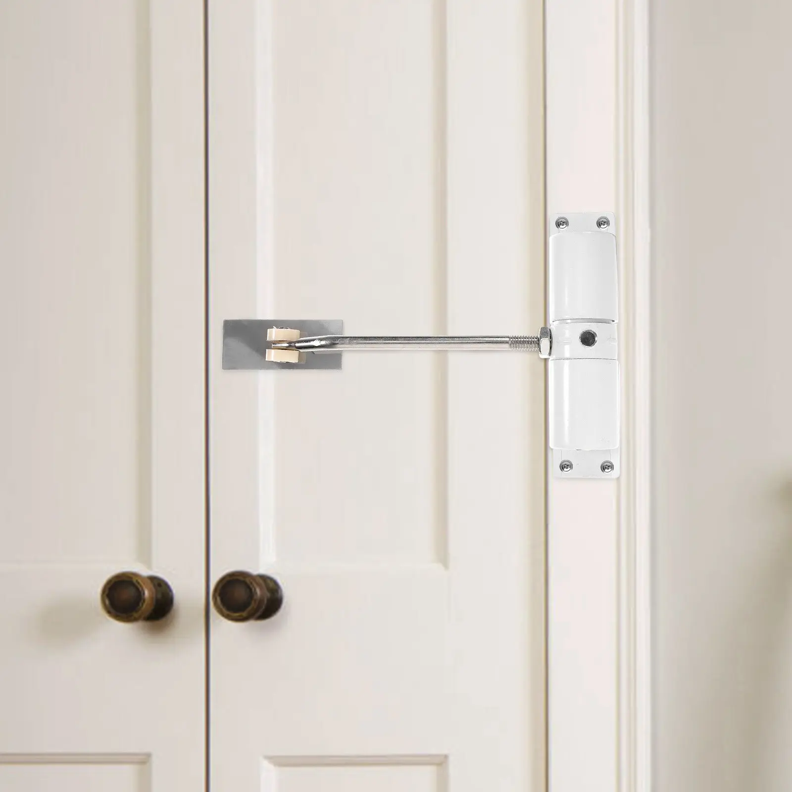 Spring Loaded Automatic Door Closer White Light Track Fire Rated Surface Mounted Door Closer Easy Install Adjustable