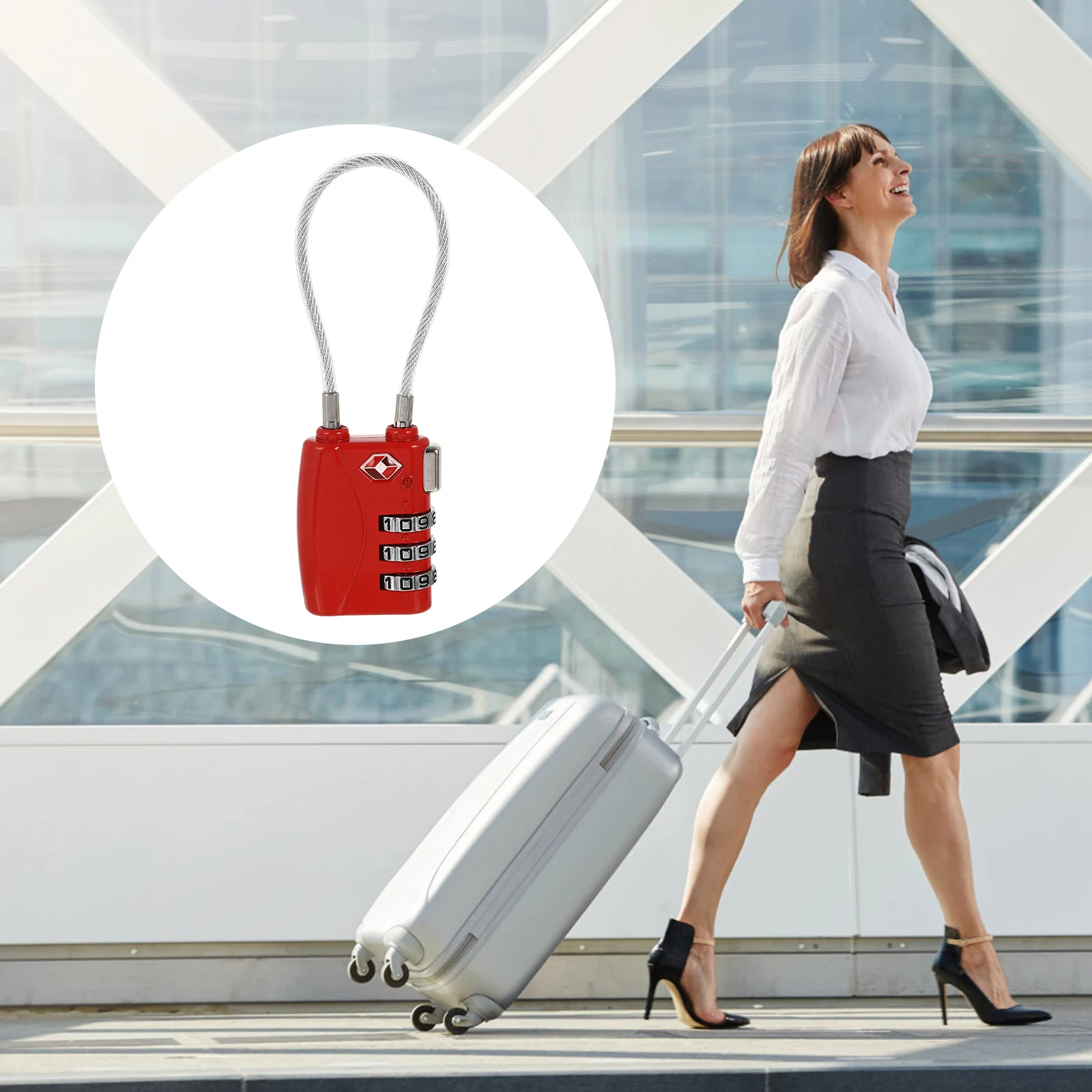 

TSA Approved 3 Combination Lock Red 6x3cm Durable Zinc Alloy Luggage Padlock Lock Locker Suitcase