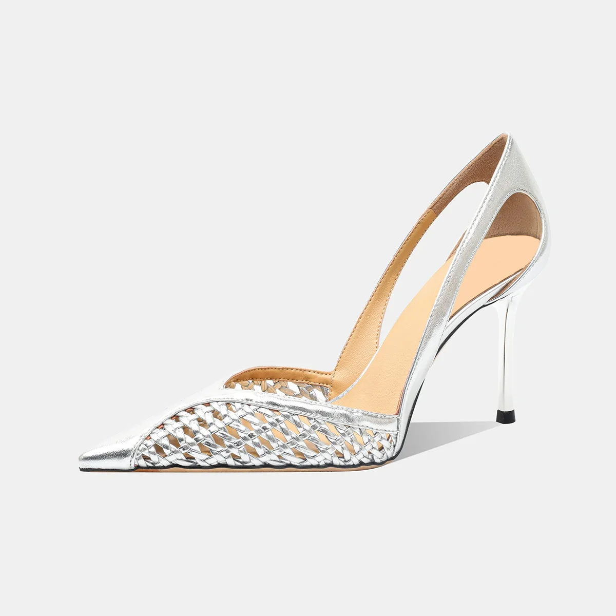Women Fashion Hollow Mesh Sandals Brand Pointed Toe Shallow High Heel Sandals Comfort Elegant Thin Heel Designer Shoes Women image 6