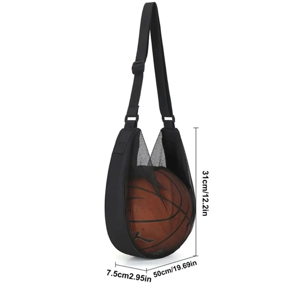 Zaino portaoggetti da calcio regolabile Borsa a tracolla da basket portatile in rete diagonale Borse per palline portaoggetti leggere con cerniera in metallo