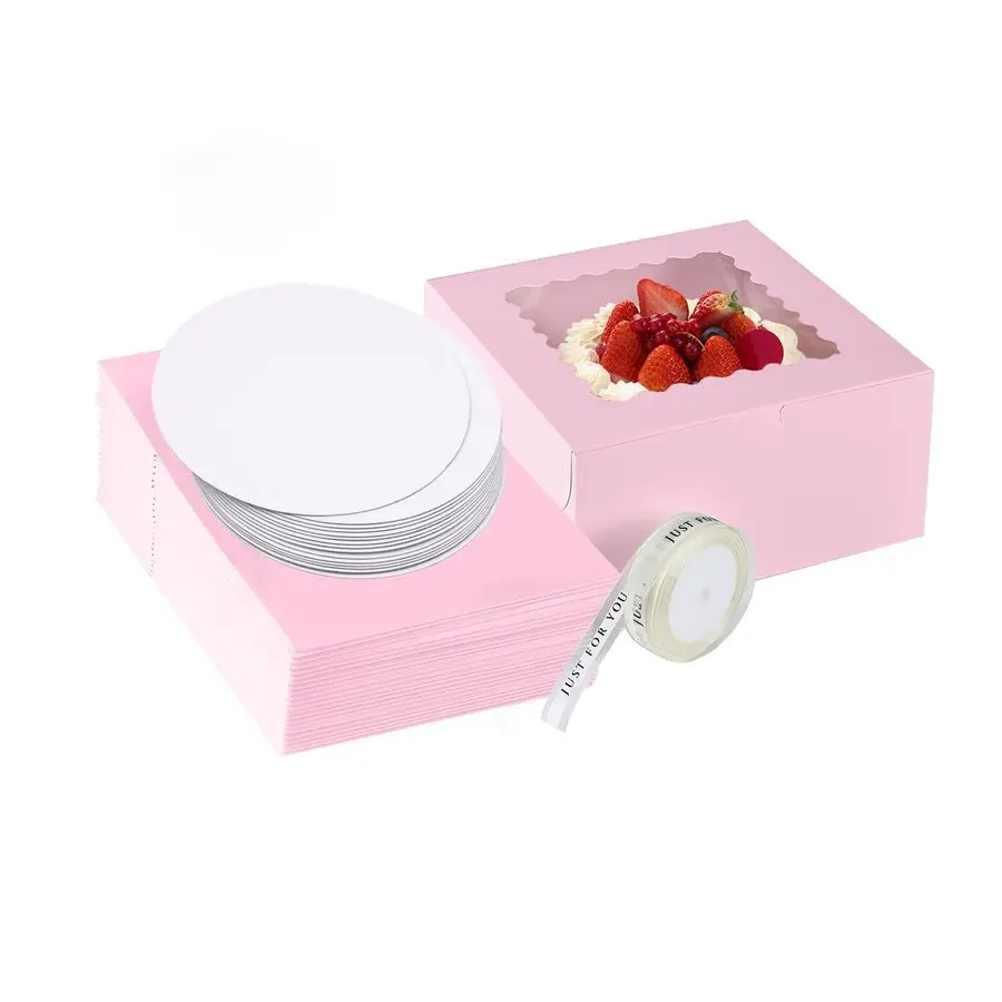 

Коробки для торта 10x10x5 дюймов, 24 шт. розовых коробок и досок из 24 шт., пастельные коробки Cajas для одноразовых 10-дюймовых коробок для торта с розовым окном, 10 шт.