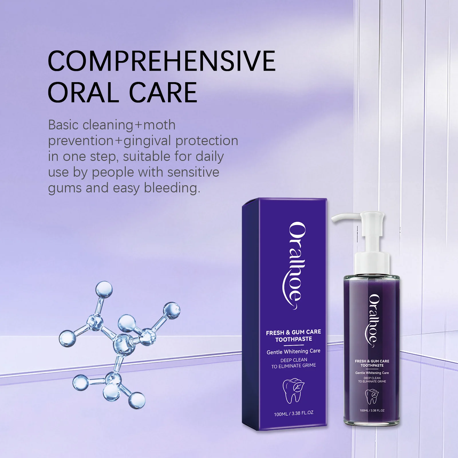Purple Color Corrector Toothpaste Gentle Gum Care Fresh Breath Anti Bad Breath Remove Yellow Teeth Stain Oral Clean Toothpaste