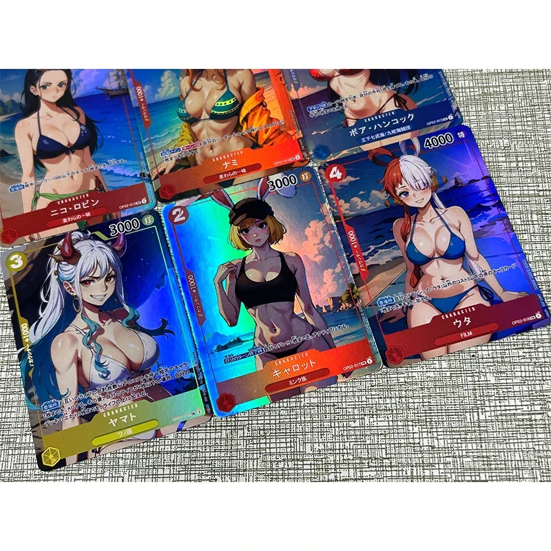 One Piece Anime Characters Yamato Uta Nami Nico Robin DIY Bronzing Collection Card Christmas Birthday Gift Game Toys