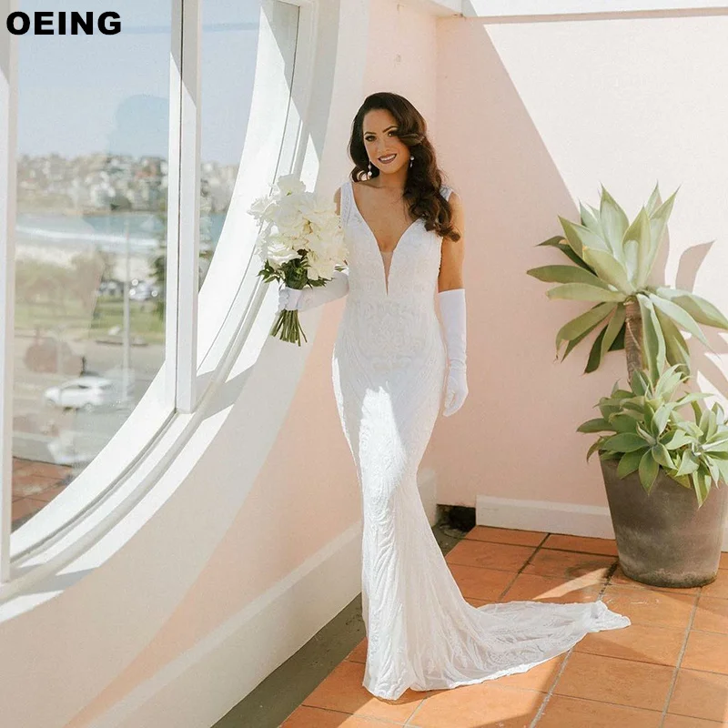 OEING White Off the Shoulder Evening Dresses  Elegant V-Neck  Wedding Prom Gowns Princess Dress Vestidos De Fiesta