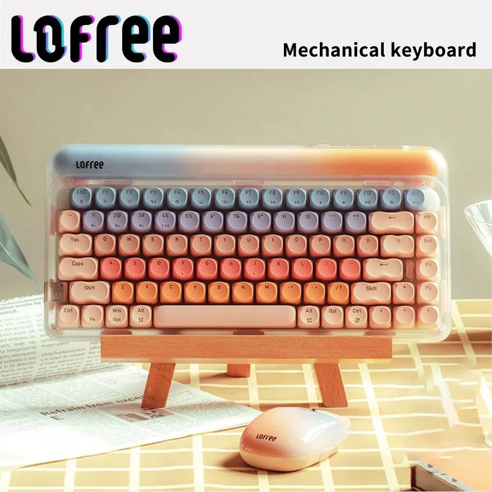 

Lofree Keyboard Mouse Combination Set Bluetooth Wireless 2.4G 3-Mode Hot-Swappable 84-Key Backlight for Stylish Office Gaming