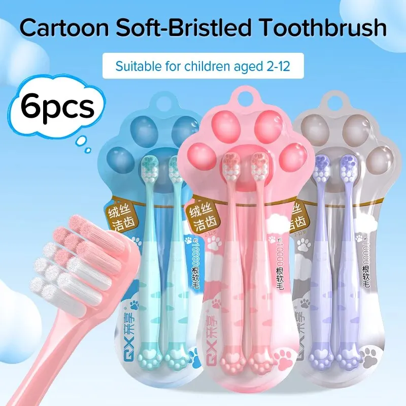 Cartoon Cute Cat Claw Shaped CHILDREN\'S Soft Bristled Toothbrush Suitable for Cleaning the Oral Cavity for Ages 2-12