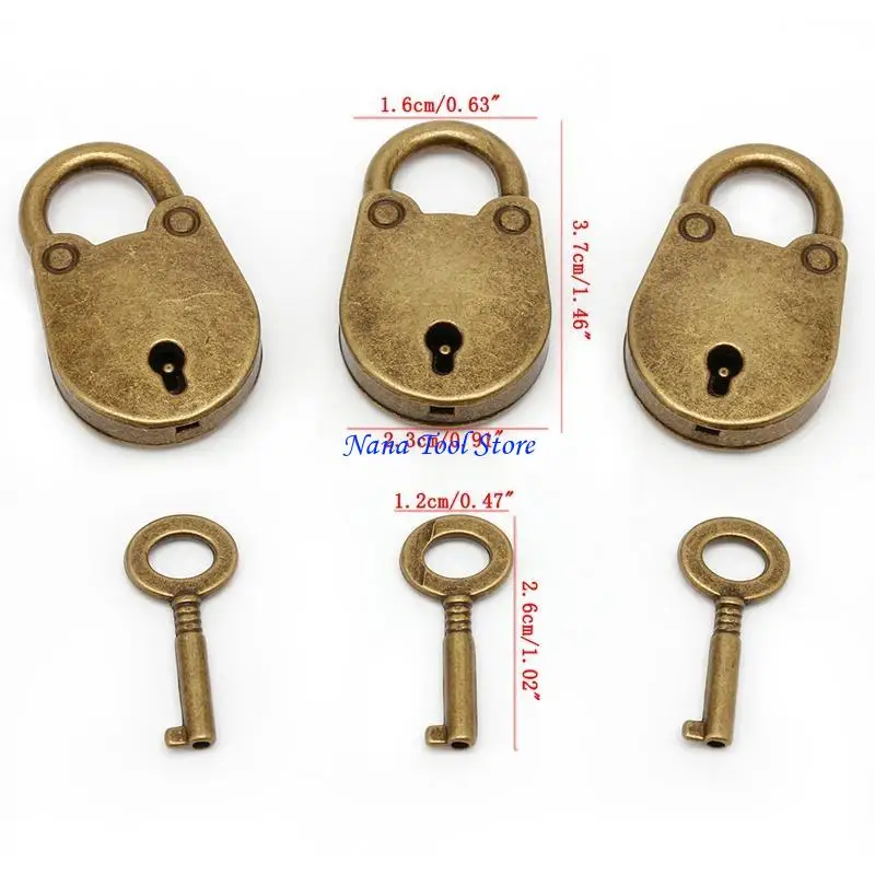 31GJ Vintage Old Antique Mini Archaize Padlocks for Key Lock With for key (Lot