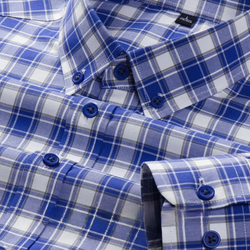 

Durable 100% Cotton Plaid Long Sleeve Casual Shirts - Multiple Colors & Sizes (S-4XL) Fashion Trend Men's Wear Outdoor