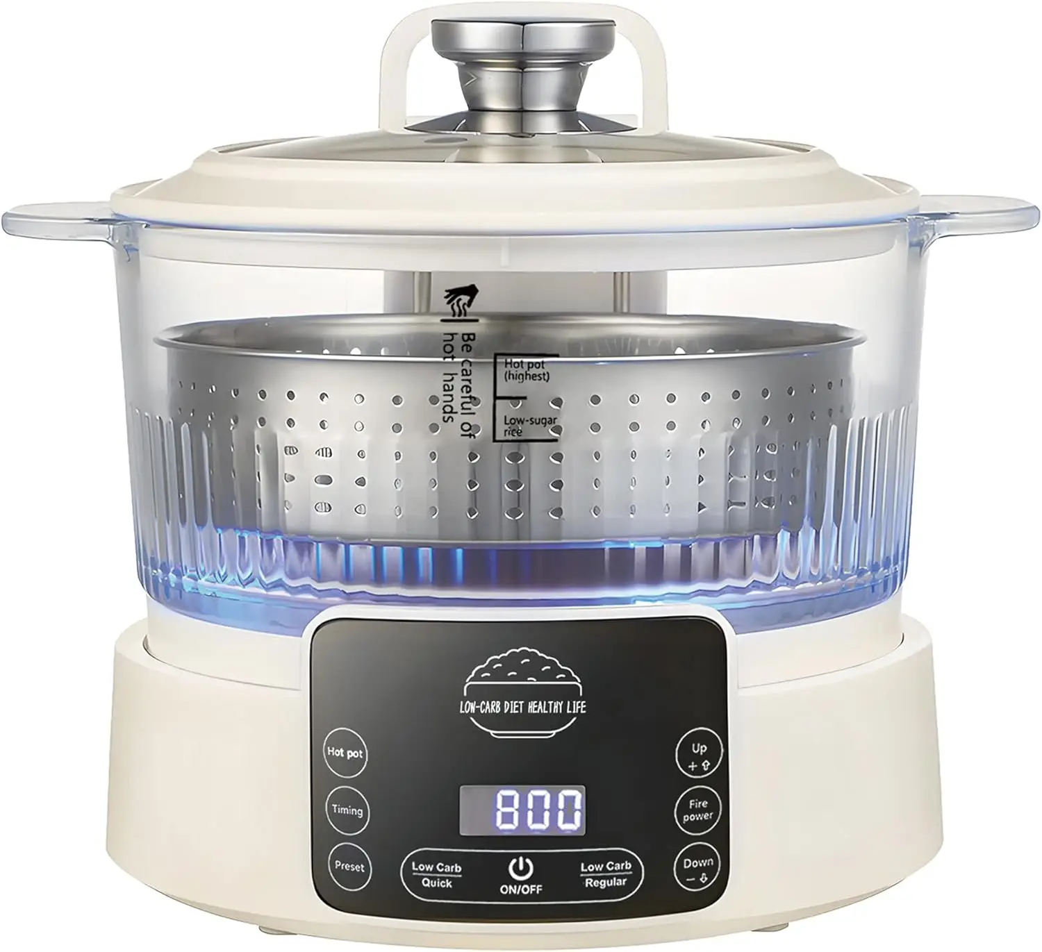 

Low Carb Rice Cooker,3L Multifunction Smart Rice Cooker - 4H Keep Warm,Digital Display,Timer & Reservation Function