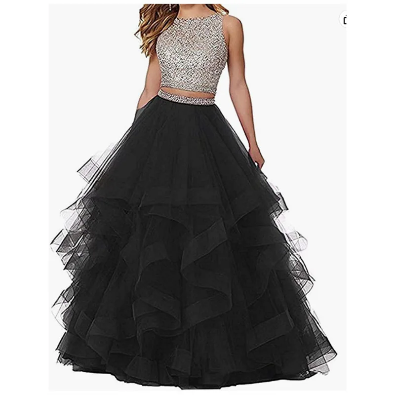 Vestidos brillantes sin mangas para quinceañera, elegantes vestidos de noche con cuello redondo para graduación, múltiples colores disponibles, talla grande, hechos a medida