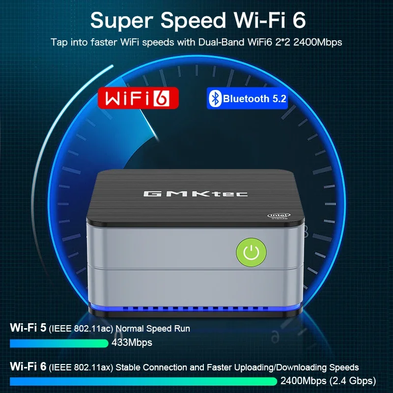 GMKtec G2 Mini-PC Windows 11 Pro Intel 12. Generation Alder Lake N100 Mini-PC DDR5 12 GB RAM 512 GB ROM WiFi 6 BT5.2 Desktop-Computer