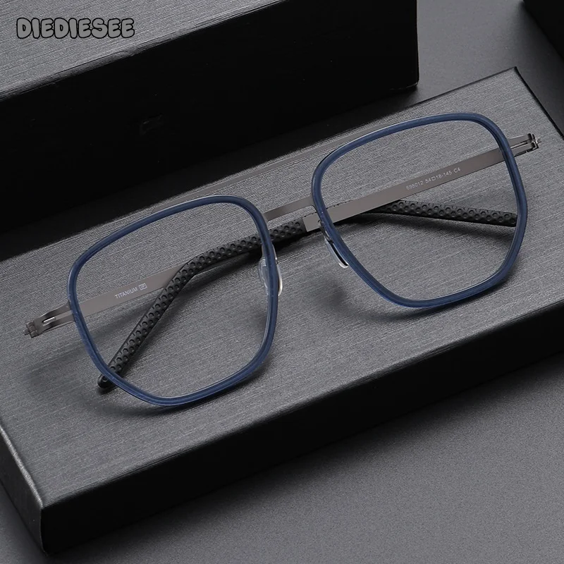 

DIEDIESEE New Anti Blue Light Business Box Eyeframe Ultra Light Double Beam Titanium Plate Optical Prescription Eyeframe 698012