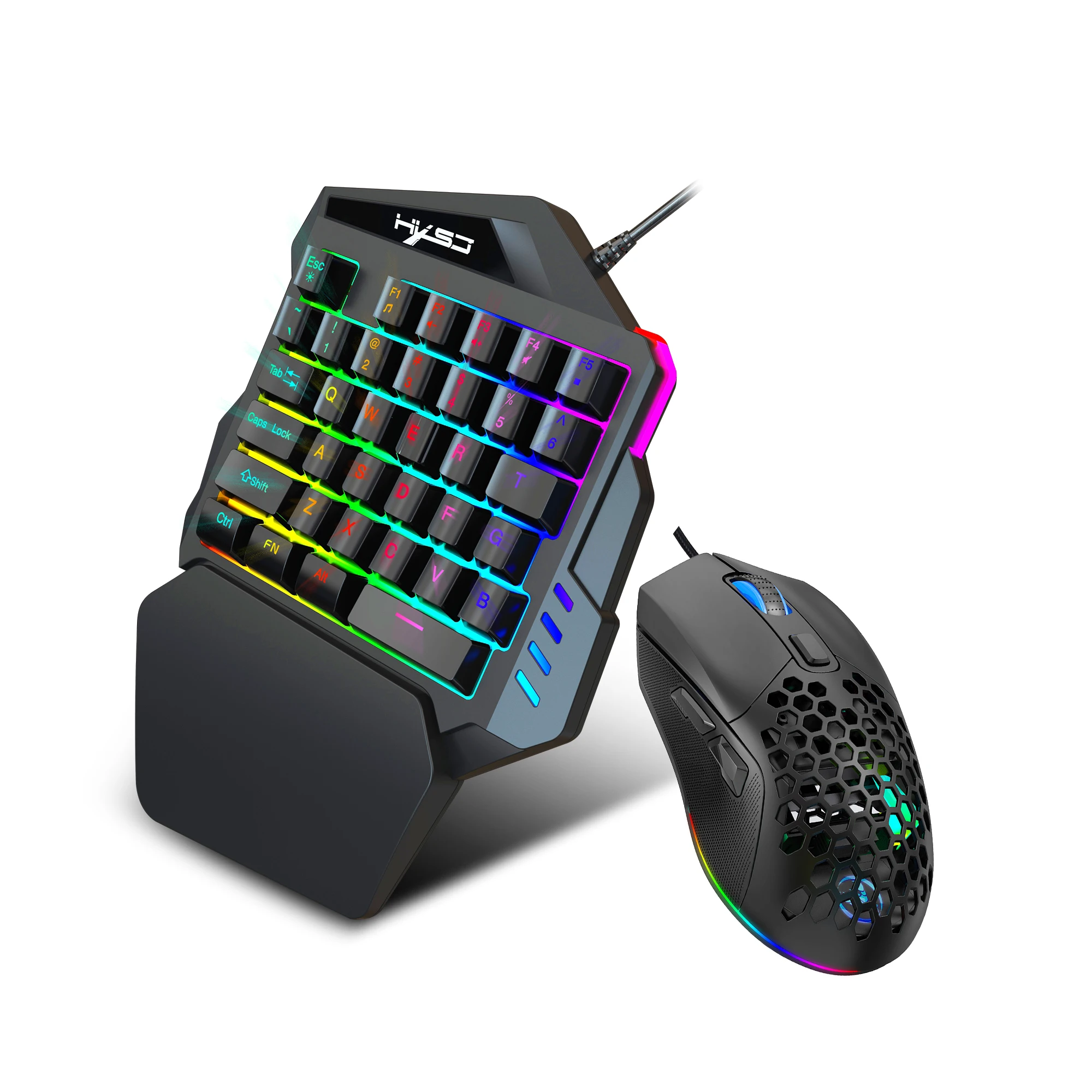 hxsj mini 35-key gaming one-handed keyboard and mouse set USB wired ergonomic mouse and keyboard game set for phone ipad